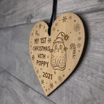 1st Christmas With Any Name Cat Kitten Personalised Wood Bauble