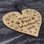 Personalised Dog Bauble Puppy Engraved Ornament Bauble 1st Xmas
