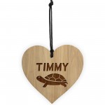 Personalised Tortoise Sign Engraved Wood Heart Turtle Gift