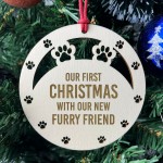 Dog Cat 1st Christmas Tree Decoration Engraved Bauble Pet Gift