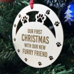 Dog Cat 1st Christmas Tree Decoration Engraved Bauble Pet Gift