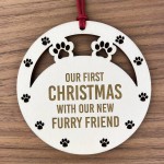 Dog Cat 1st Christmas Tree Decoration Engraved Bauble Pet Gift