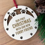 Dog Cat 1st Christmas Tree Decoration Engraved Bauble Pet Gift