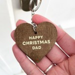 Happy Christmas Gift For Dad Wood Keyring Novelty Dad Gift