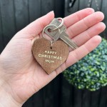Happy Christmas Gift For Mum Wood Keyring Novelty Mum Gift