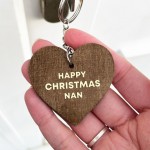 Happy Christmas Gift For Nan Wood Keyring Novelty Nan Gift