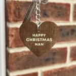 Happy Christmas Gift For Nan Wood Keyring Novelty Nan Gift