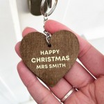 Happy Christmas Gift For Teacher Personalised Keyring Thank You 