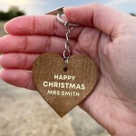 Happy Christmas Gift For Teacher Personalised Keyring Thank You 