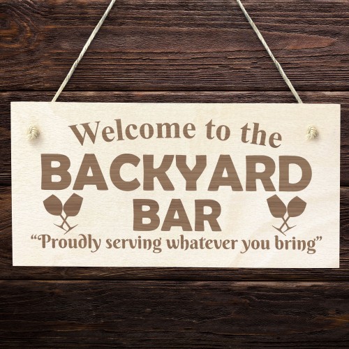 Backyard Bar Sign Engraved Wood Garden Sign Pub Bar Sign