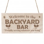 Backyard Bar Sign Engraved Wood Garden Sign Pub Bar Sign