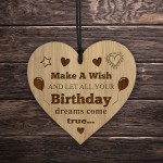 Birthday Dreams Come True Cute Inspirational Wooden Heart Gift