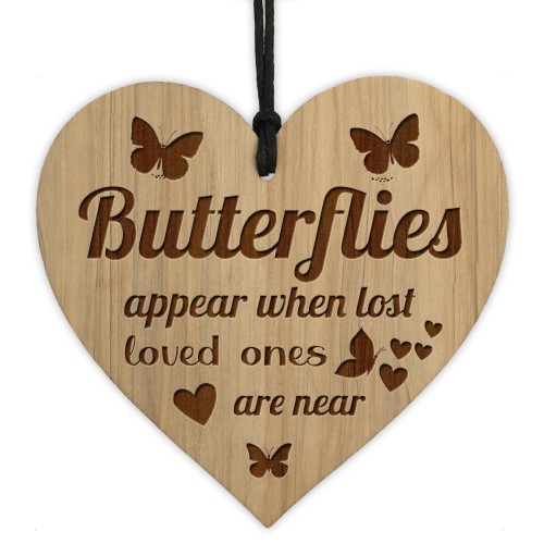 Memorial Gift Hanging Heart Plaque Butterly Memorial Sign