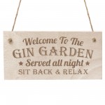 GIN GARDEN SIGN Engraved Hanging Wall Sign Home Bar Sign 