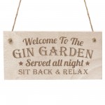GIN GARDEN SIGN Engraved Hanging Wall Sign Home Bar Sign 