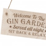 GIN GARDEN SIGN Engraved Hanging Wall Sign Home Bar Sign 