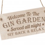 GIN GARDEN SIGN Engraved Hanging Wall Sign Home Bar Sign 