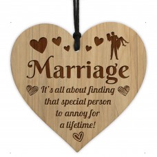 Marriage Sign Engraved Heart Funny Husband Wife Gift Anniversary