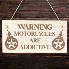 Funny Motorcycle Sign Engraved WARNING Motorcycle Gift Man Cave