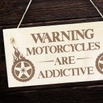 Funny Motorcycle Sign Engraved WARNING Motorcycle Gift Man Cave