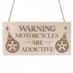 Funny Motorcycle Sign Engraved WARNING Motorcycle Gift Man Cave
