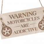 Funny Motorcycle Sign Engraved WARNING Motorcycle Gift Man Cave
