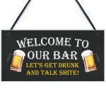 WELCOME Bar Sign Hanging Door Wall Plaque Man Cave Pub Bar