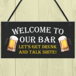 WELCOME Bar Sign Hanging Door Wall Plaque Man Cave Pub Bar