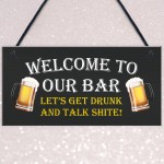 WELCOME Bar Sign Hanging Door Wall Plaque Man Cave Pub Bar