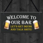 WELCOME Bar Sign Hanging Door Wall Plaque Man Cave Pub Bar