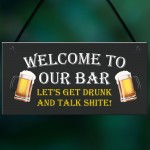 WELCOME Bar Sign Hanging Door Wall Plaque Man Cave Pub Bar