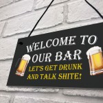 WELCOME Bar Sign Hanging Door Wall Plaque Man Cave Pub Bar