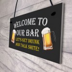 WELCOME Bar Sign Hanging Door Wall Plaque Man Cave Pub Bar