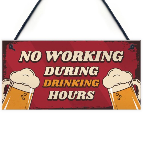 Funny Bar Signs DRINKING HOURS Man Cave Bar Pub Sign Beer Gift