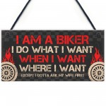 Biker Gifts Motorcycle Sign Hanging Man Cave Garage Sign Gift