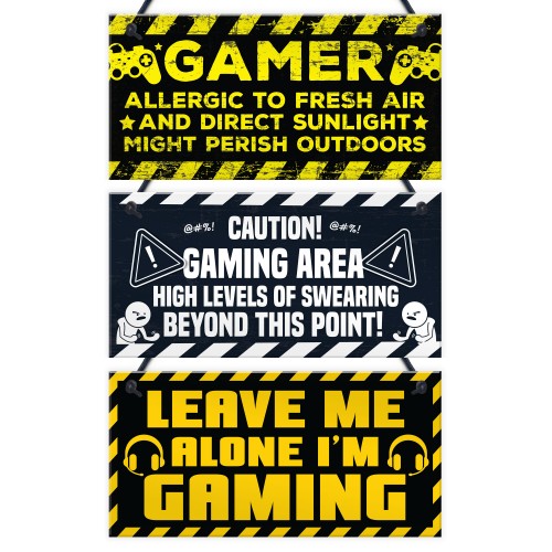 Gaming Sign Door Sign For Boys Bedroom 3 Pack Man Cave Gamer