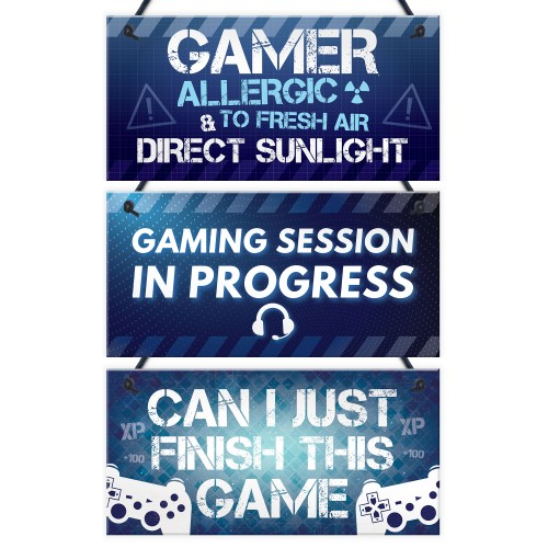 Gaming Gamer Gifts For Boys PACK OF 3 Gaming Plaques For Boys