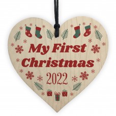 Baby Son Daughter's First Christmas 2022 Wooden Tree Bauble