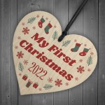 Baby Son Daughter's First Christmas 2022 Wooden Tree Bauble
