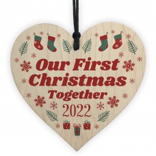 First Christmas Together Boyfriend And Girlfriend Wooden Bauble 