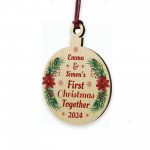 Personalised 1st Christmas Together Wooden Hanging Bauble Couple