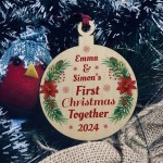 Personalised 1st Christmas Together Wooden Hanging Bauble Couple