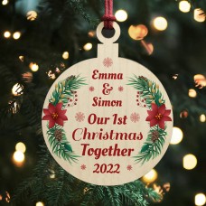 First Christmas Together PERSONALISED Wood Bauble Gifts