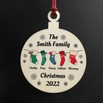 Personalised Family Christmas Wooden Bauble Tree Decoration