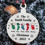 Personalised Family Christmas Wooden Bauble Tree Decoration