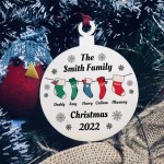 Personalised Family Christmas Wooden Bauble Tree Decoration