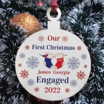 Personalised First Christmas Engaged Bauble Tree Decoration