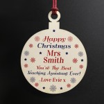 Personalised Christmas Gift For Teaching Assistant Bauble TA