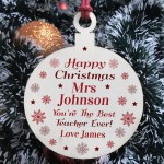 Personalised Happy Christmas Teacher TA Assistant Bauble Gift