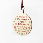 Personalised Happy Christmas Teacher TA Assistant Bauble Gift